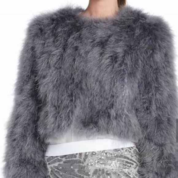 BCBGMaxazria MARGARET gray Ostrich fur jacket M - Picture 13 of 13